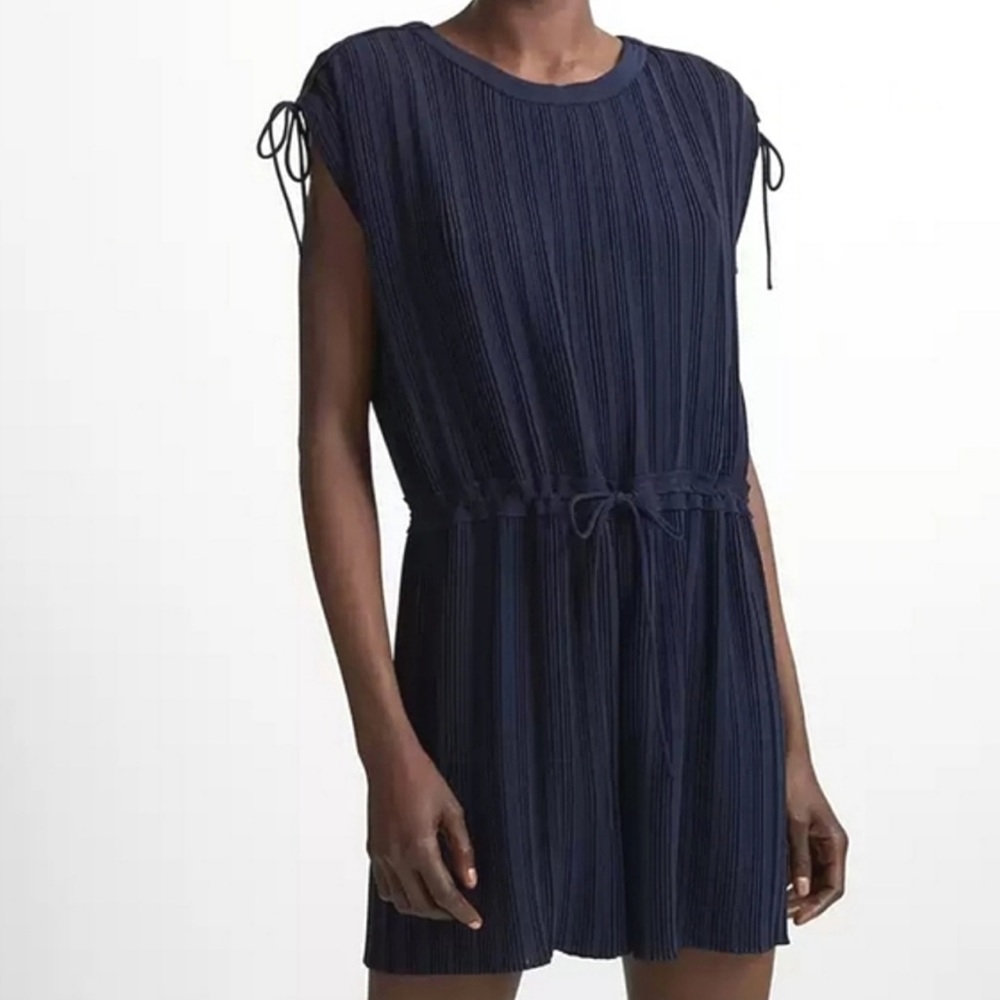 NEW Club Monaco Viga pleated romper navy